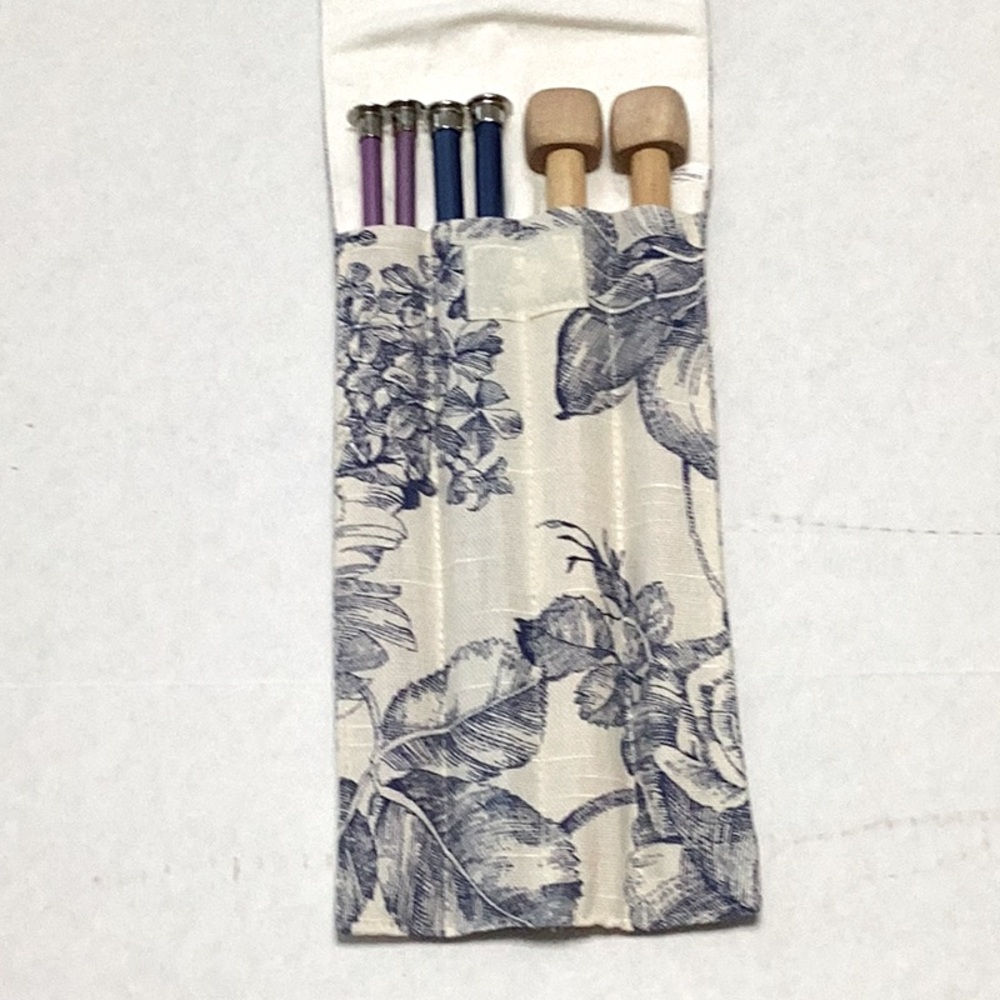 Knitting needles and pretty fabric storage case